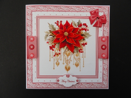 8 x 8 Poinsettia quick card front. by Valerie Spowart