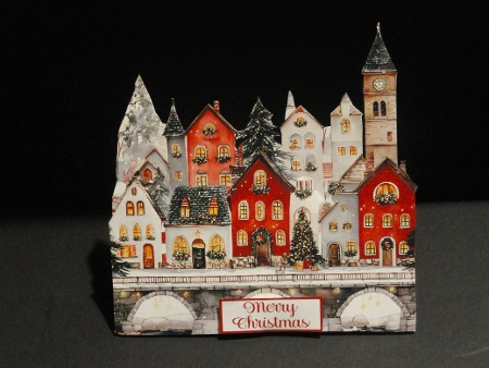 No 3 Christmas Village Shaped Card by Valerie Spowart