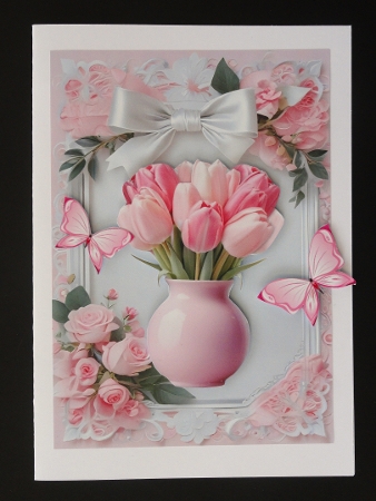 Pretty Pink Roses With A White Bow A4 by Valerie Spowart