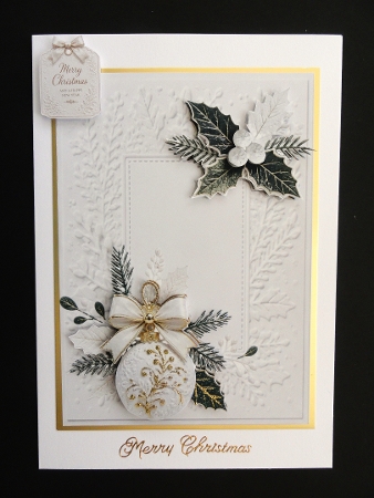 Elegant White & Gold Christmas Embossed Card Topper by Valerie Spowart