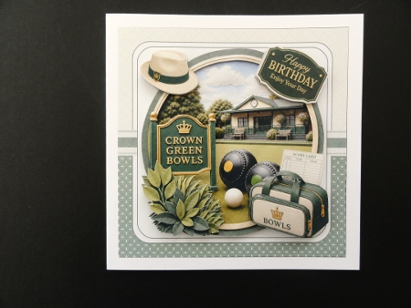 7x7 Crown green bowls birthday wishes choice of two mini kit by Valerie Spowart