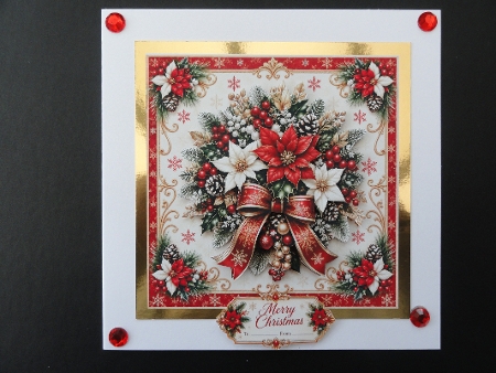 Red & White Poinsettias Christmas Card Topper by Valerie Spowart