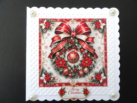 Red & Gold Christmas Wreath Card Topper by Valerie Spowart