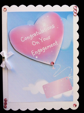 Congratulations Engagement Pink Hearts Flying Tag by Valerie Spowart