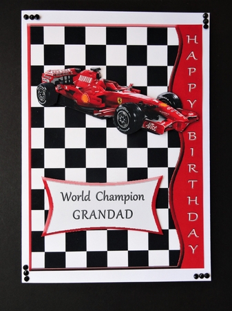 Racing Car - Red - Birthday - Grandad by Valerie Spowart