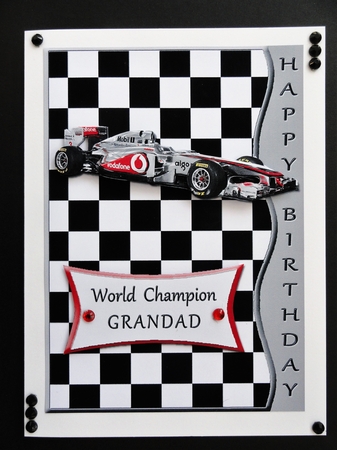 Racing Car - Silver - Birthday - Grandad by Valerie Spowart