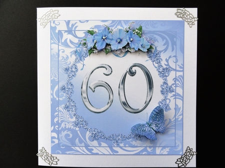 Butterflies and Flowers 60th Birthday or Anniversary Card by Valerie Spowart