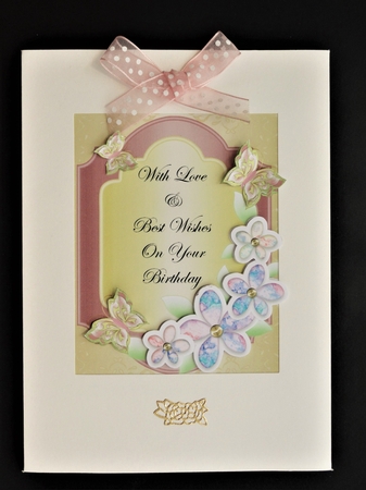 Birthday Card Front with Flowers & Butterflies 4 by Valerie Spowart