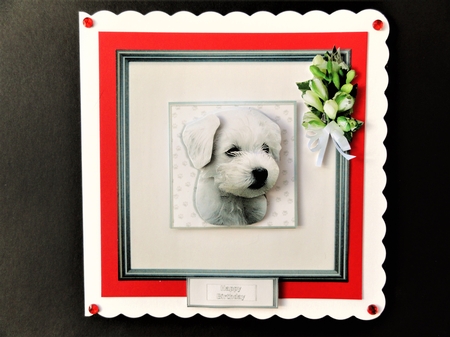 Westie Puppy Portrait 3D Decoupage by Valerie Spowart