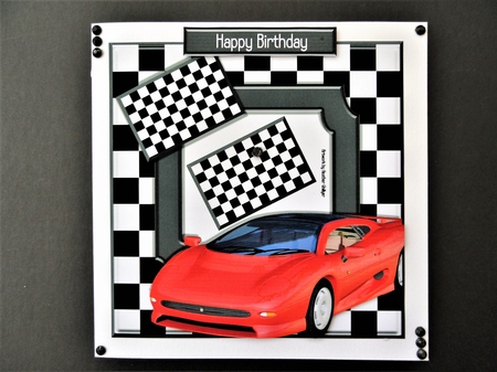 Add Your Own Greeting - Red Sports Car by Valerie Spowart