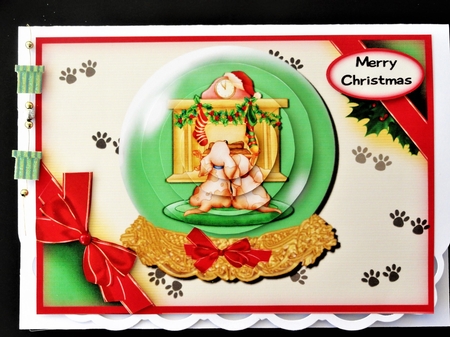 Cute Dogs in Front of Fire Place Snowglobe by Valerie Spowart
