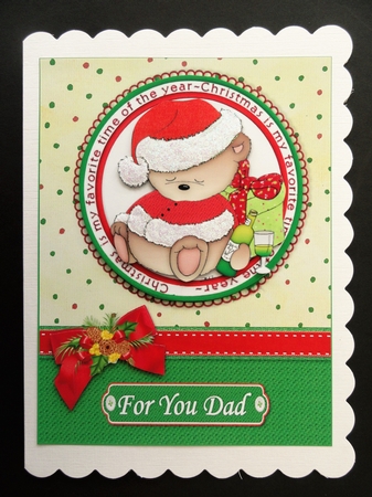 Christmas Teddy Cheers Quick Card by Valerie Spowart