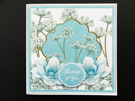 Teal Magnolia Thinking of You 7in Time Flower Deco Topper by Valerie Spowart
