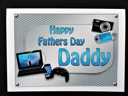 5x7 Fathers Day Daddy Gadgets N Gizmos 3D Decoupage by Valerie Spowart