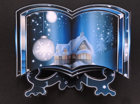 Book Stand Ornament Winter Scene Card by Valerie Spowart