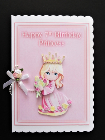 Little Princess Age 7 Birthday Topper & Decoupage by Valerie Spowart