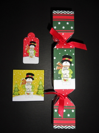 3D Snowman Snowy Scene Christmas Cracker Boxes by Valerie Spowart