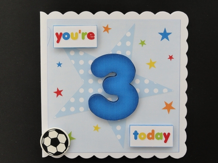 Boys Starry 3rd Birthday Quick Card by Valerie Spowart