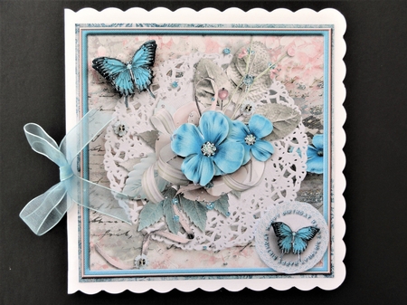 Cardtopper Singlesheet Turquoise Flower 105 by Valerie Spowart