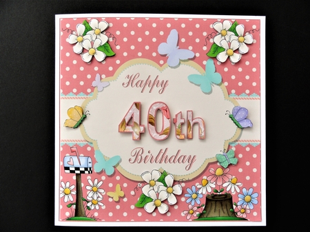 Happy 40th Birthday Butterfly Topper by Valerie Spowart
