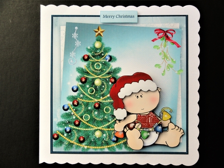 Baby's First Christmas 7x7 Card and Decoupage by Valerie Spowart