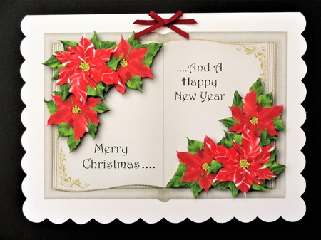 Red Poinsettias Open Book Topper by Valerie Spowart