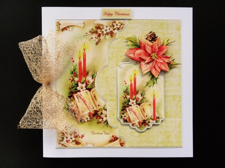 Christmas Book and Candles 7x7 Card by Valerie Spowart