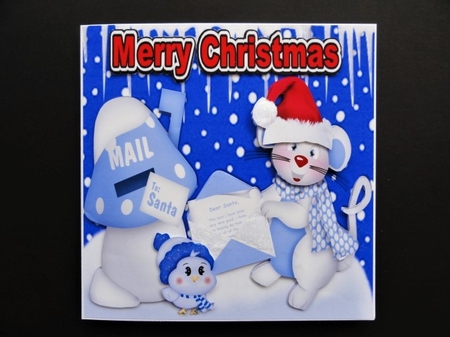 Cute Little Santa Mouse with Little Bird & Letter 8x8 Kit by Valerie Spowart