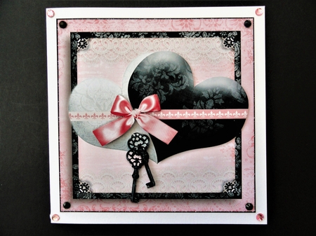 Happily Together Hearts Card Kit White Black Pink 750 by Valerie Spowart