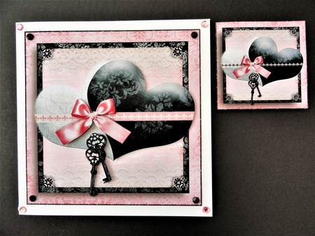 Happily Together Hearts Card Kit White Black Pink 750 by Valerie Spowart