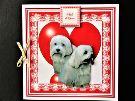 Maltese 8x8 Heart 3D Decoupage by Valerie Spowart