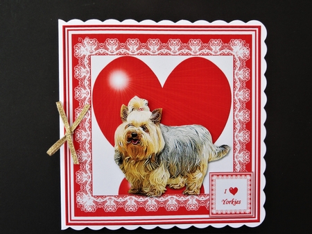 Yorkshire Terrier 8x8 Heart 3D Decoupage by Valerie Spowart