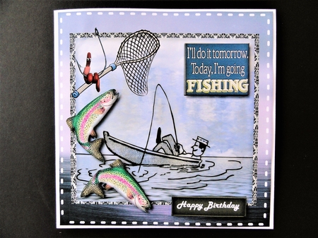Male Card Gone Fishing by Valerie Spowart