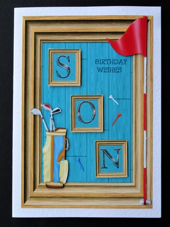 Birthday Card for Son with Golf Caddy & Flag by Valerie Spowart