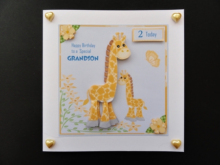 Grandson Birthday Card with Mother & Baby Giraffe by Valerie Spowart