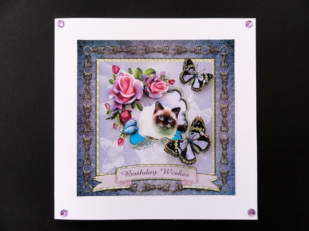 Kittens and Mauve Roses 6 Inch Card Front by Valerie Spowart