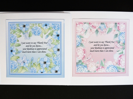 Blue and Pink with Butterflies 5in x 5in Insert Plates by Valerie Spowart