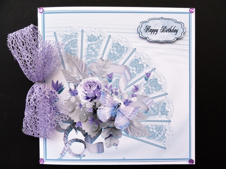 blue lace fan  by Valerie Spowart