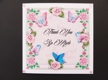 Roses & Butterfly Thank You Card by Valerie Spowart