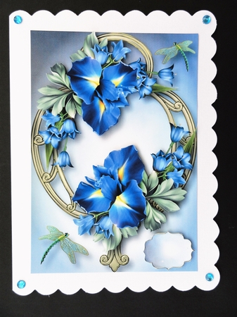 Beautiful Blue iris On Golden Frame A5 by Valerie Spowart
