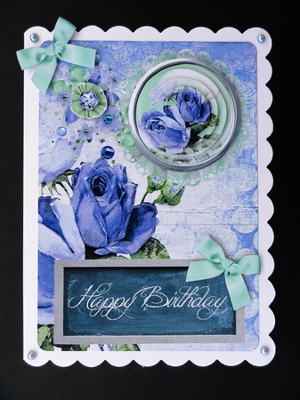 A5 Birthday card front panel lilac rose by Valerie Spowart