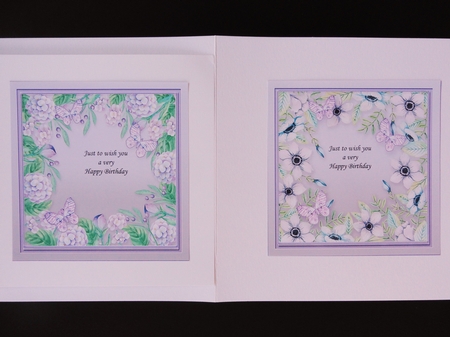 Pink and Lilac Floral with Butterflies 5in x 5in Insert Plates by Valerie Spowart