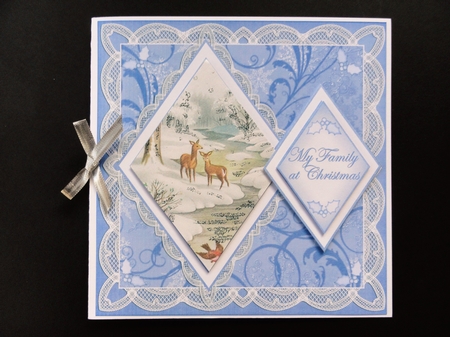 Snow Deer Family at Christmas 7in Double Diamond Topper by Valerie Spowart