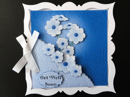 Blue Daisies with Embossed look and faux Corner Pocket by Valerie Spowart