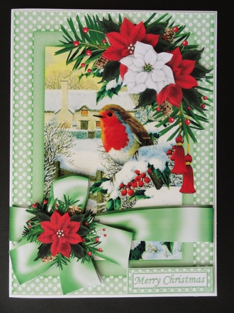 Ribbon wrap Christmas robin by Valerie Spowart