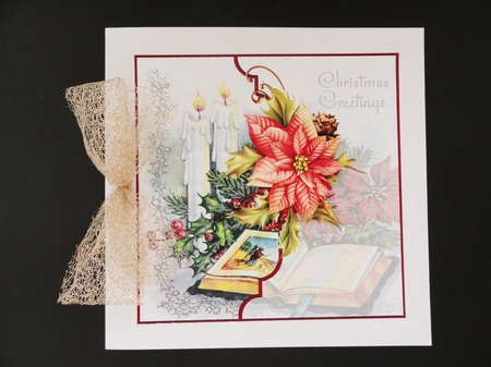 Christmas story 7x7 card with decoupage by Valerie Spowart