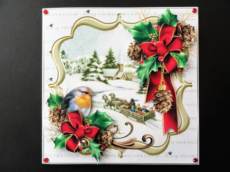 8x8 Christmas scene walk to church and sleigh ride with robin mini kit by Valerie Spowart