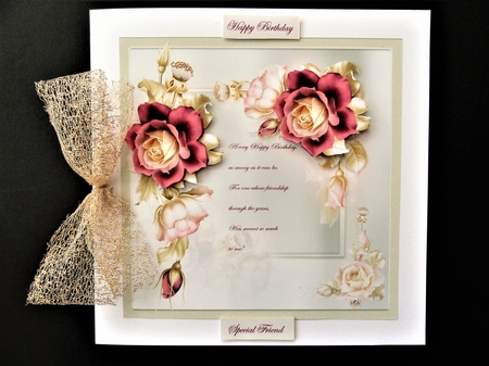 Winter rose with verse 7x7 card with decoupage by Valerie Spowart