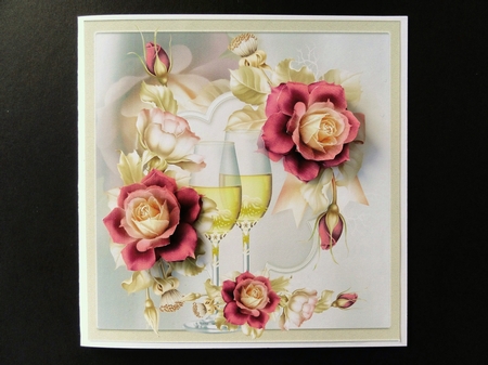 Anniversary flowers 7x7 card with decoupage by Valerie Spowart