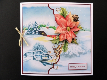 the bridge in winter 7x7 card with decoupage by Valerie Spowart